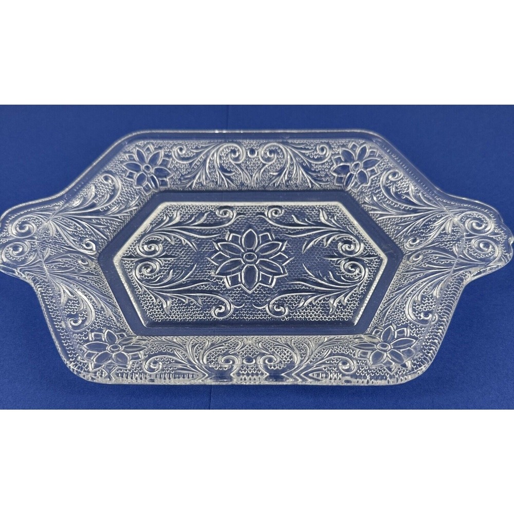 Glass Tray‎ for Diamond Shape Creamer Sugar Sandwich Clear Indiana Glass Vintage